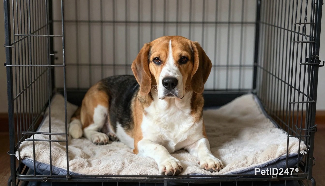 Dog resting in its own quiet space