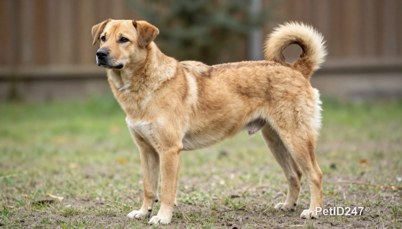 Dog with a stiff, wary posture