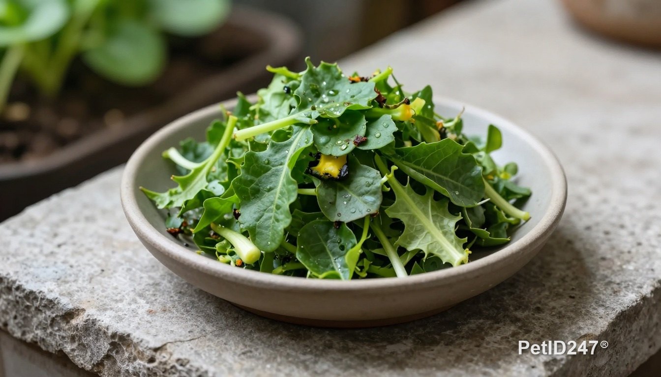 Dish of chopped leafy greens for a reptile