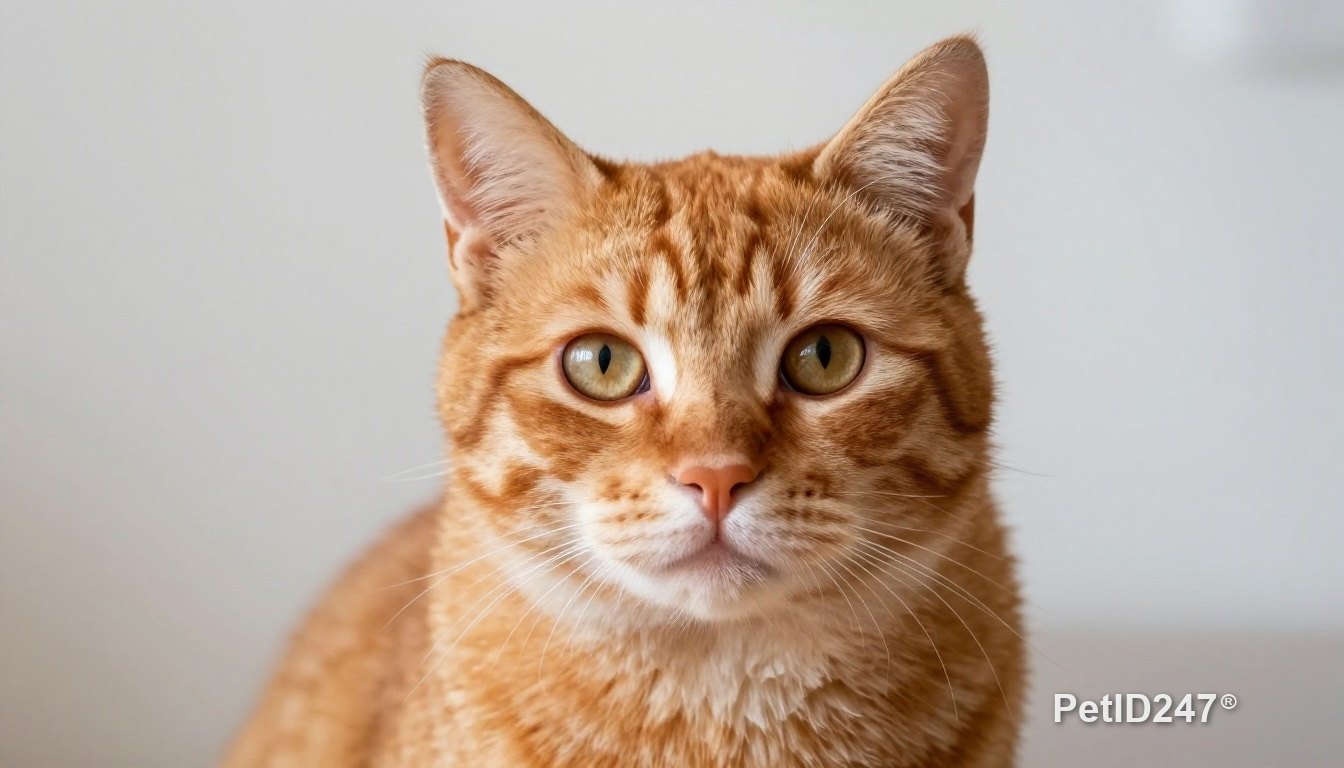 Young ginger cat sitting in a quiet room