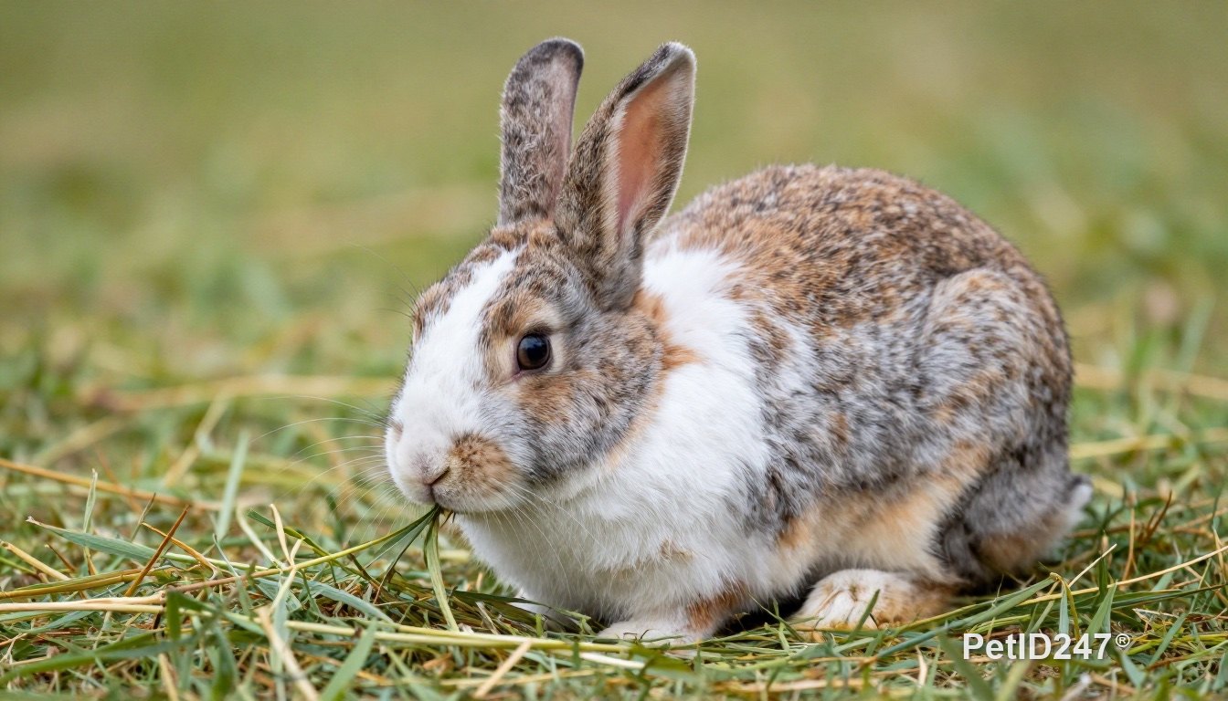 Rabbit eating hay