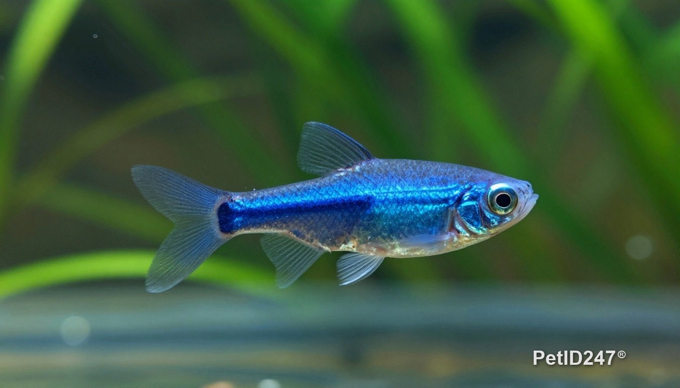 Small fish swimming in a gentle current in the tank